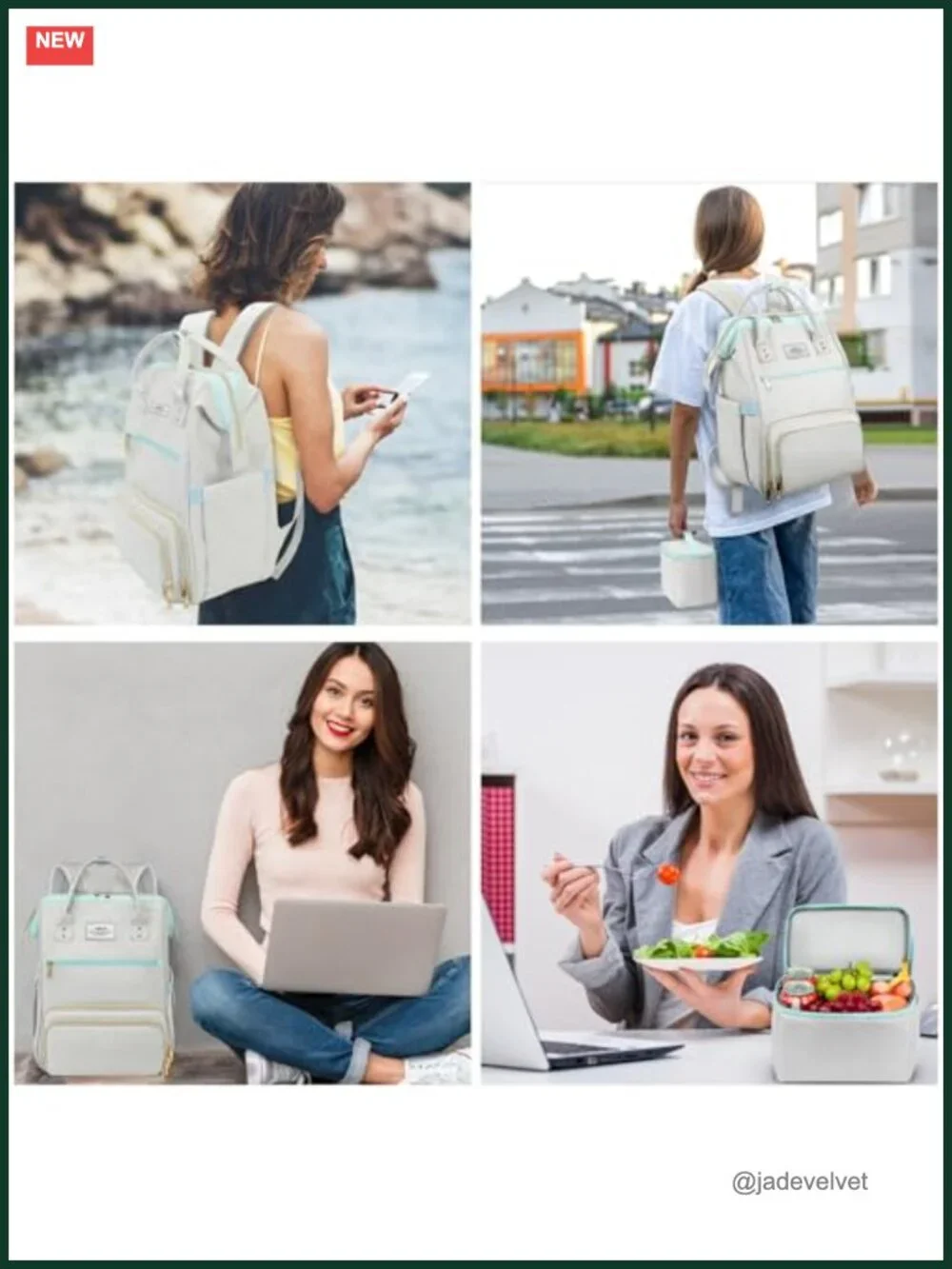 15.6 Inch Laptop Backpack with Detachable Insulated Lunch Bag, Polyester